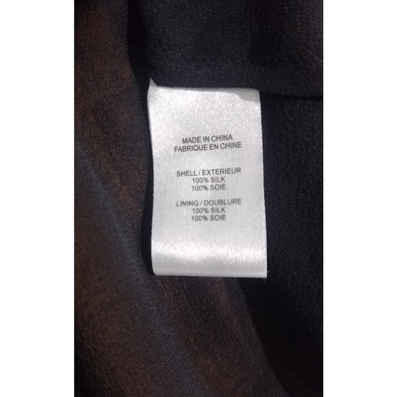 Theory Silk Long Sleeve Babydoll Dress, Sequin Neck, Sheer Sleeves, Blk, Sz 10 - Picture 6 of 7